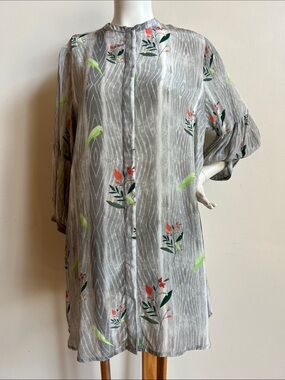 Benares Floral & Parrot Print Tunic Top or mini dress with pockets